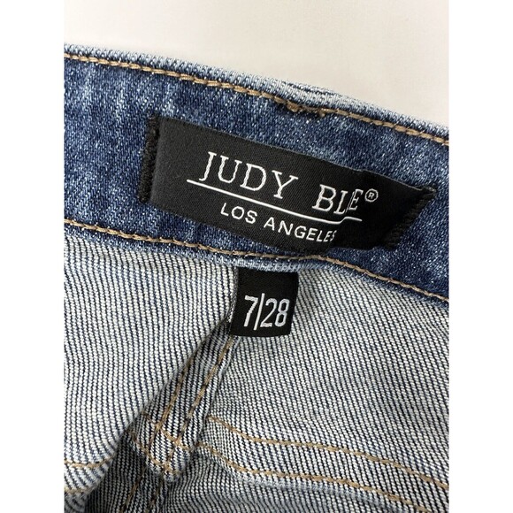 Judy Blue Womens Boyfriend Fit Jeans‎ Denim Blue Distressed Size 7/28 High Rise - Picture 8 of 10